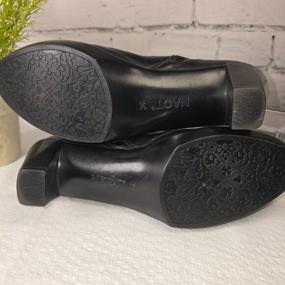 NAOT WOMENS BLACK LEATHER ANKLE BOOTS SIZE EUR 39/ US 9 LIKE NEW BLOCK HEEL - Picture 2 of 8
